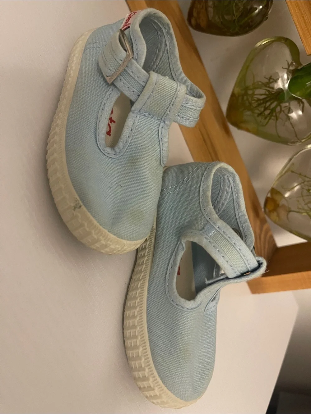 Cienta Baby T-Strap Canvas Shoes in Pale Blue